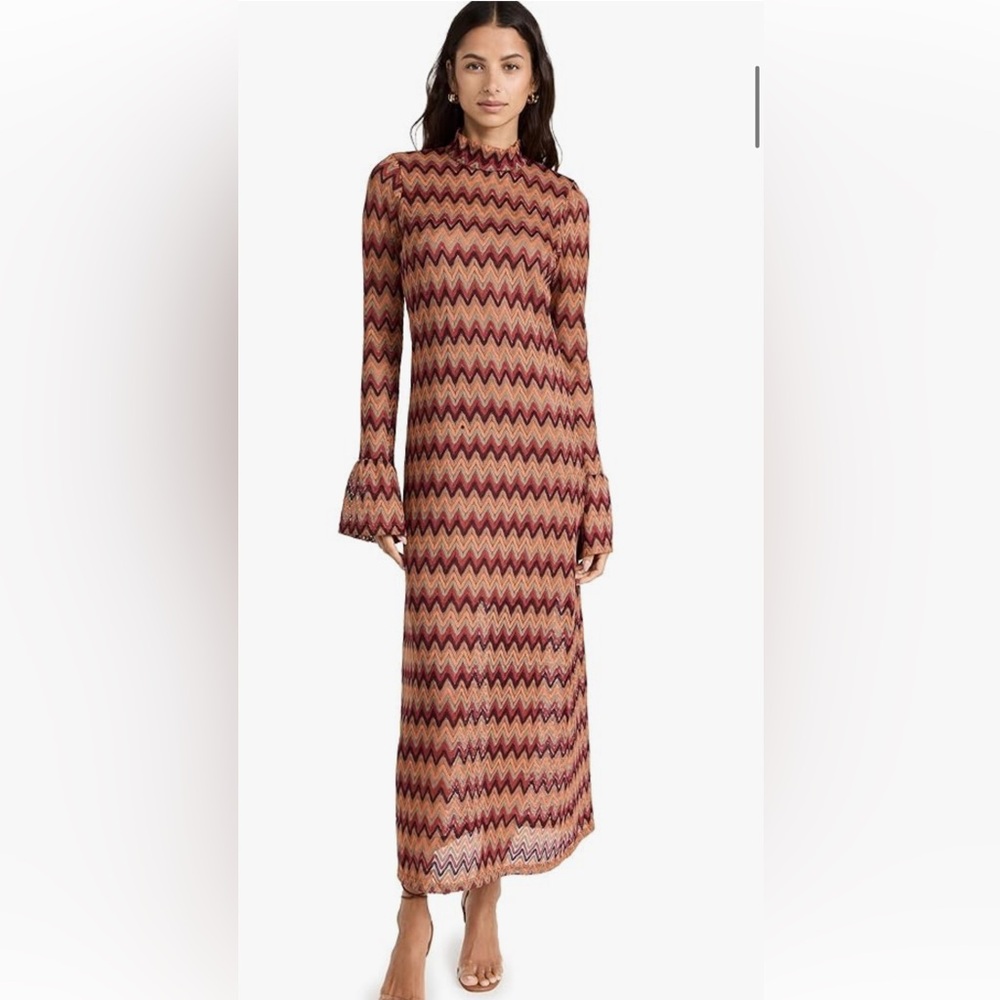 Orange Mock Neck Bishop Sleeve Sweater Dress